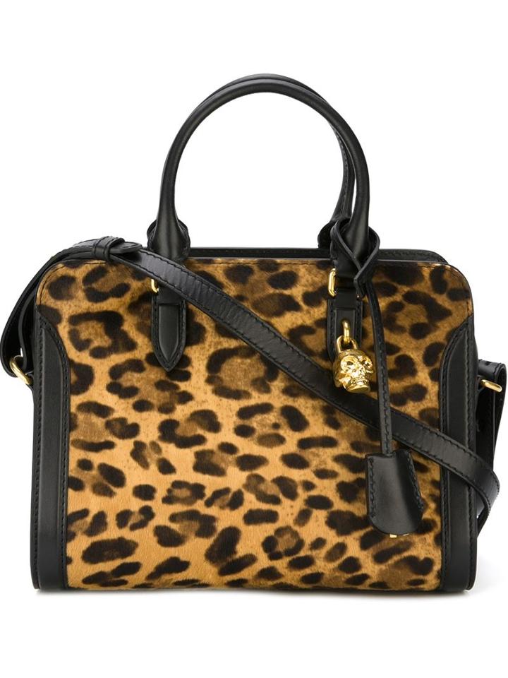 Alexander Mcqueen Small 'padlock' Leopard Tote