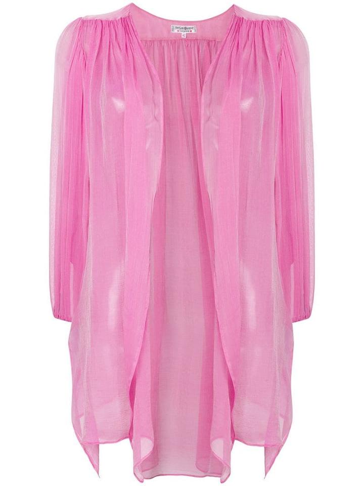 Yves Saint Laurent Pre-owned Gathered Sheer Open Blouse - Pink