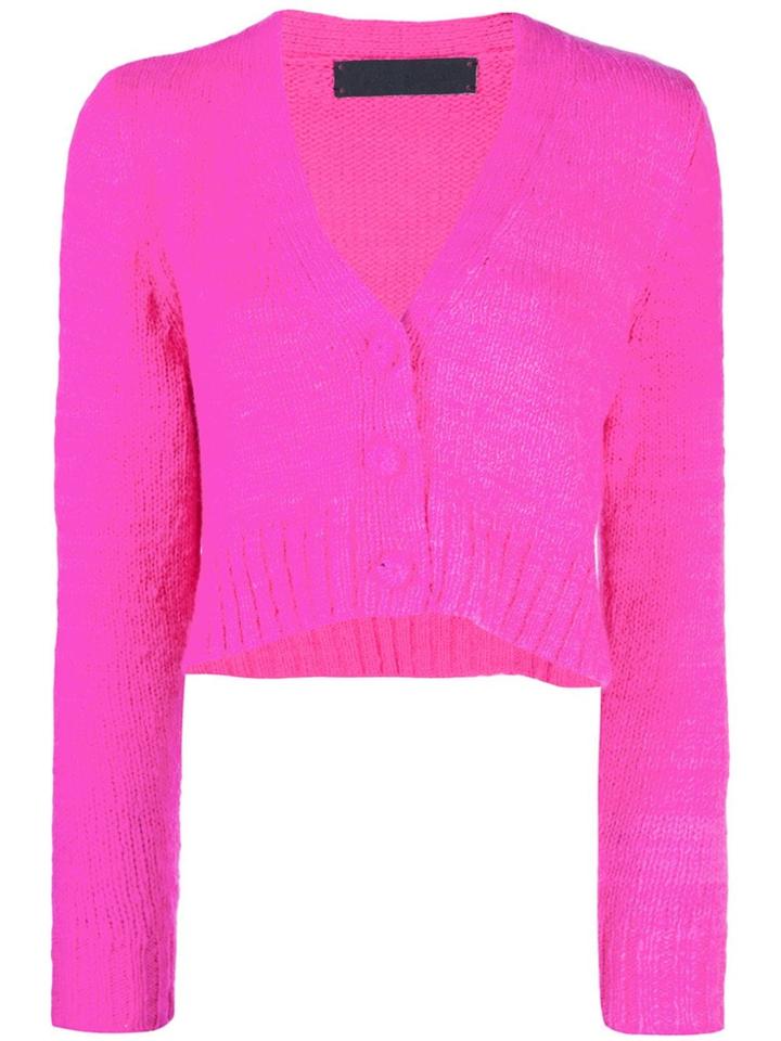 The Elder Statesman Cropped V-neck Cardigan - Pink