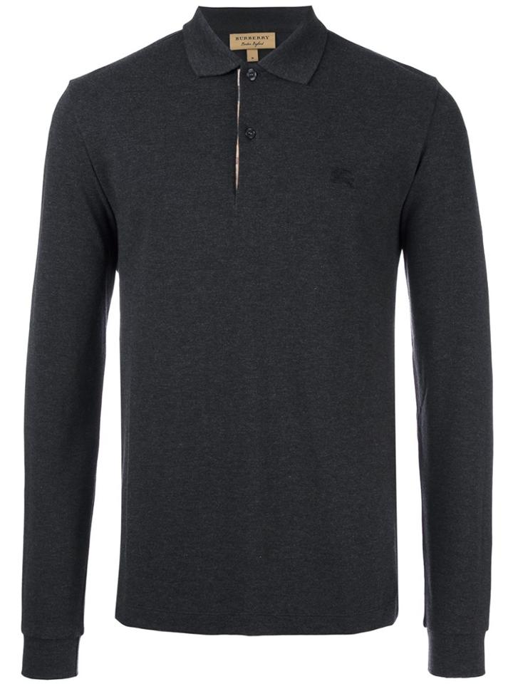 Burberry Long Sleeved Polo Shirt - Grey