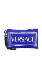 Versace Logo Print Clutch - Blue
