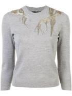 Nili Lotan Embroidered Fitted Sweater - Grey