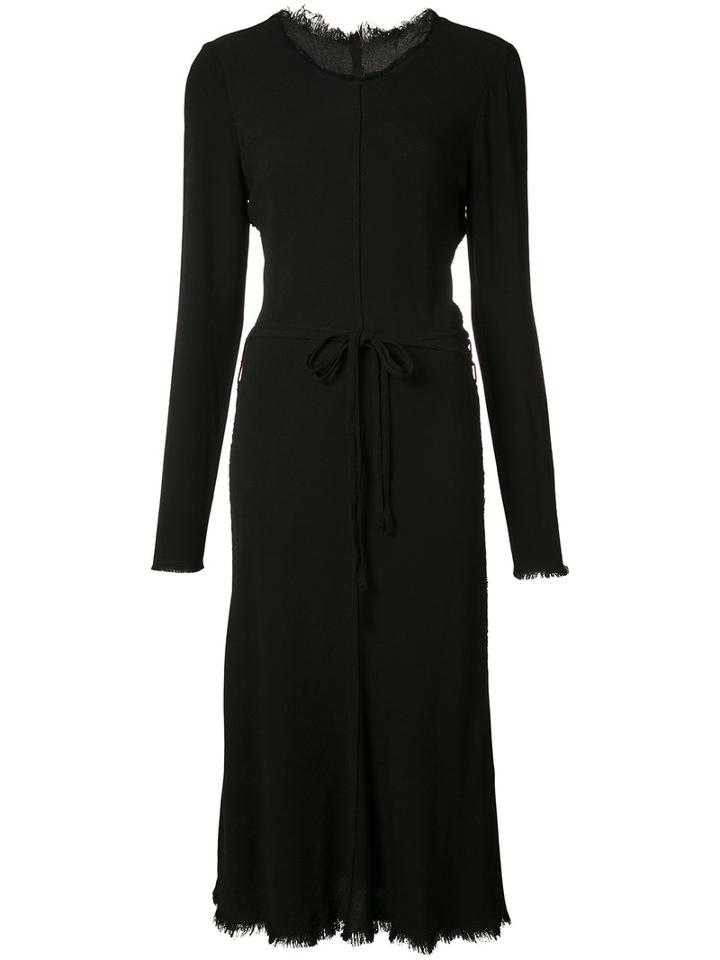 Raquel Allegra - Frayed Trim Dress - Women - Rayon - 2, Black, Rayon
