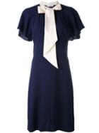 Lanvin - Contrast Neck Tie Dress - Women - Acetate/viscose - 42, Blue, Acetate/viscose