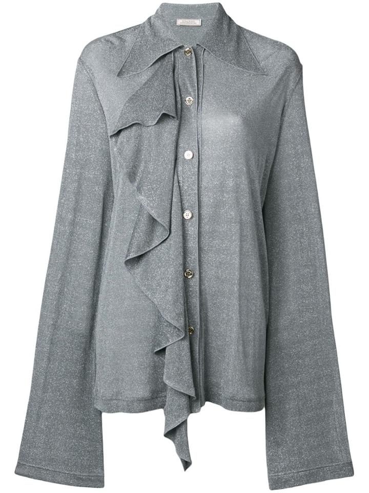Nina Ricci Ruffled Elongated Sleeve Blouse - Metallic