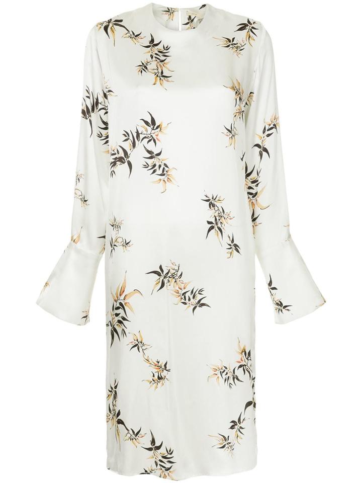 Matin Bamboo Print Wide Cuff Dress - White