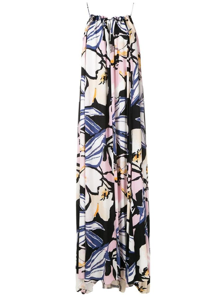 Tufi Duek Gathered Floral Maxi Dress - Black