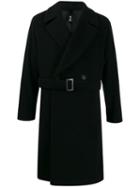 Hevo Wool Blend Double Breasted Coat - Black
