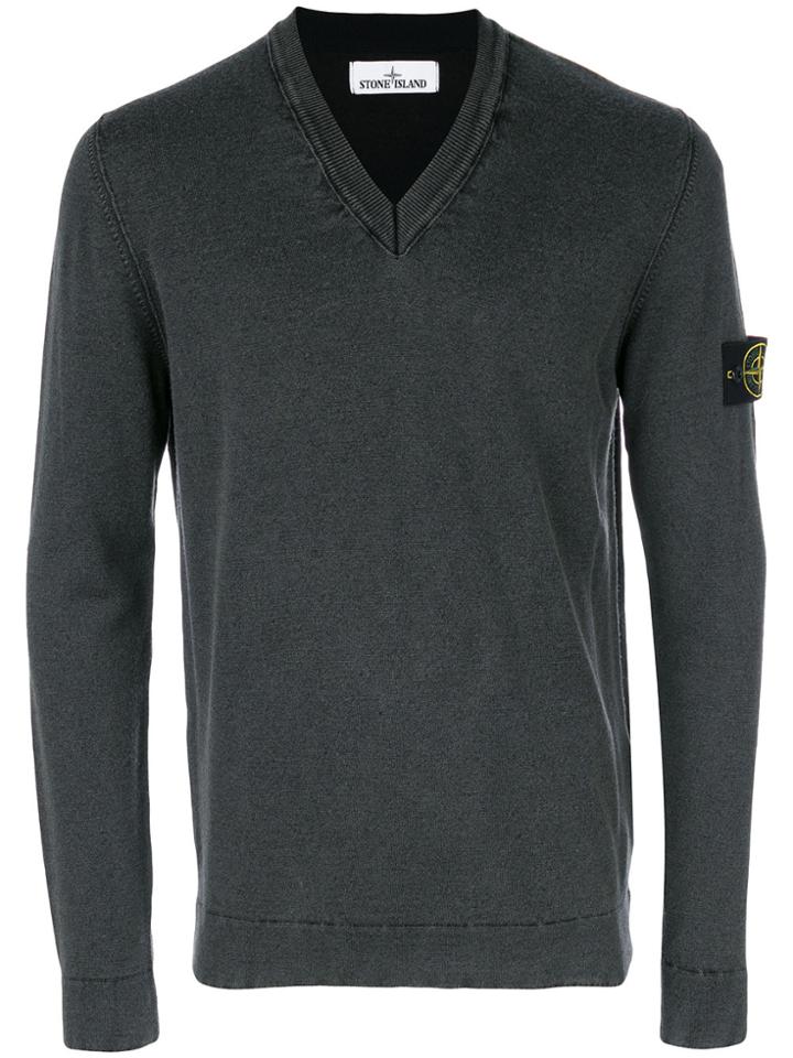 Stone Island V-neck Sweatshirt - Grey