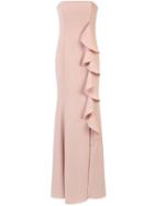 Jay Godfrey Long Ruffle Detail Dress, Women's, Size: 2, Pink/purple, Polyester/polyurethane