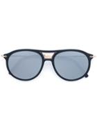 Matsuda - Aviator Sunglasses With Detachable Leather Side Shield Clip - Unisex - Leather/acetate/titanium - 54, Black, Leather/acetate/titanium