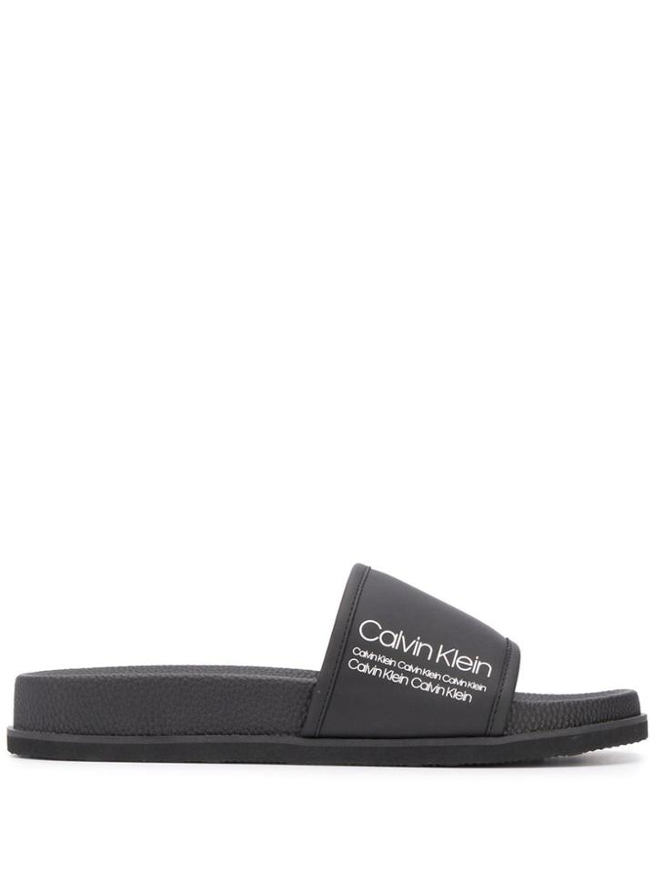 Calvin Klein Contrast Logo Slides - Black