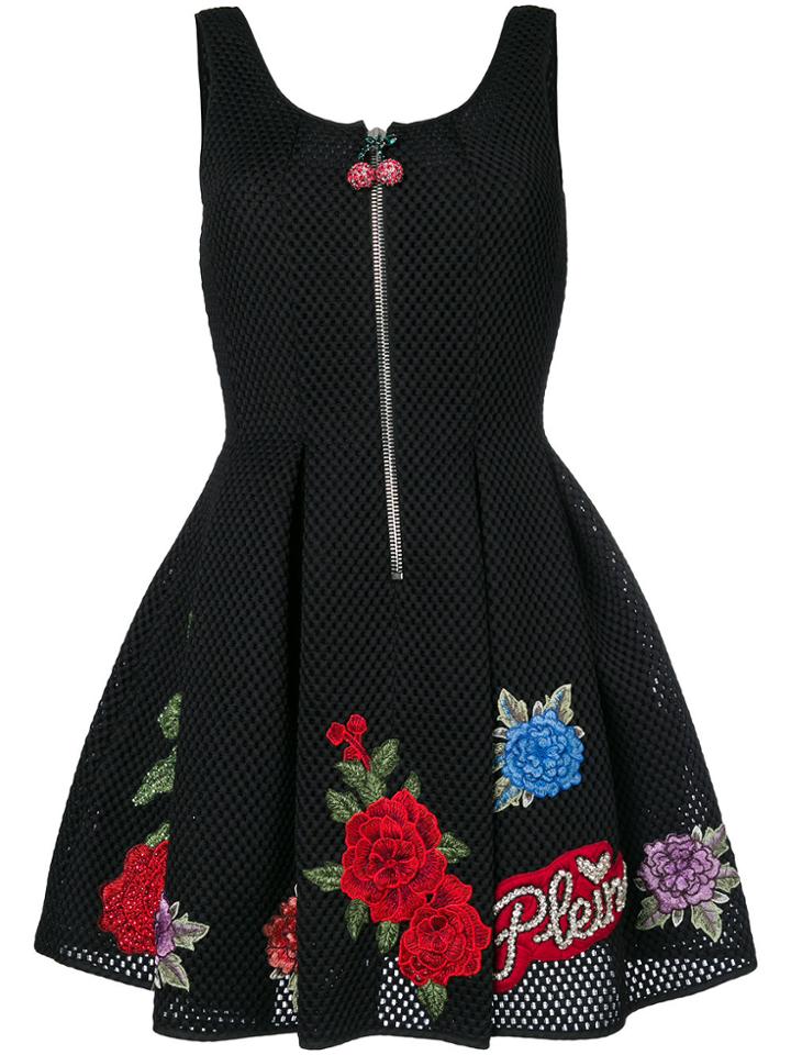 Philipp Plein Loredan Rose Patch Dress - Black