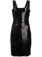 Galvan Sequined Sleeveless Fitted Dress - Black