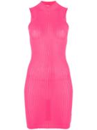 Msgm High-neck Ribbed Bodycon Dress - Pink & Purple