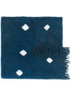Suzusan Squares Pattern Scarf, Women's, Blue, Polyamide/alpaca