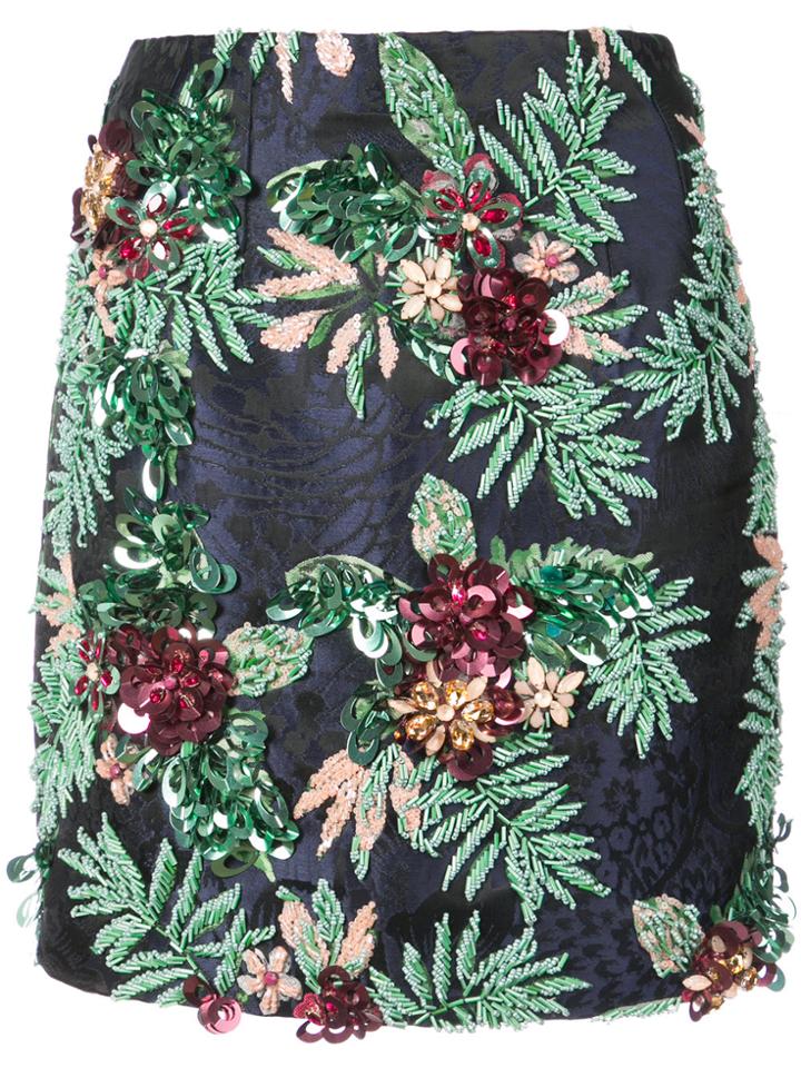 Patbo Floral Embellished Mini Skirt - Multicolour