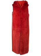 Liska Malottika Sleeveless Hooded Coat - Red