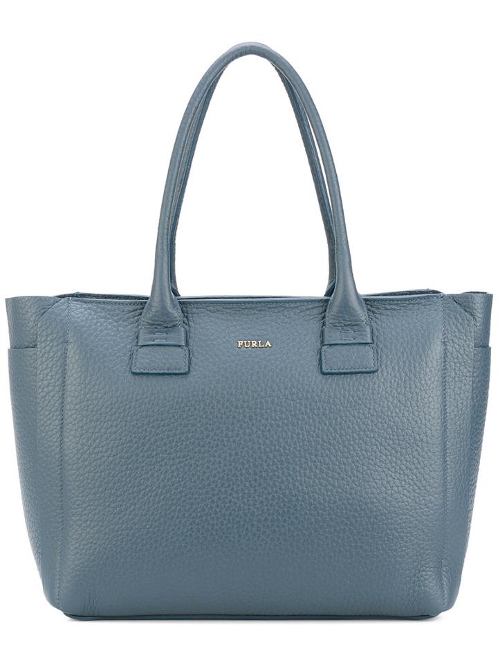 Furla - Grained Effect Tote - Women - Leather - One Size, Blue, Leather