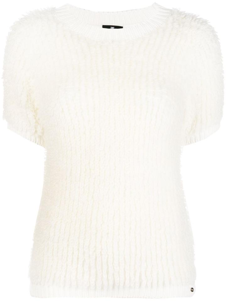 Elisabetta Franchi Chunky Knit Short Sleeve Knit Top - White