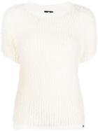Elisabetta Franchi Chunky Knit Short Sleeve Knit Top - White