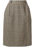 Valentino Vintage 1980's Houndstooth Straight Skirt - Nude & Neutrals