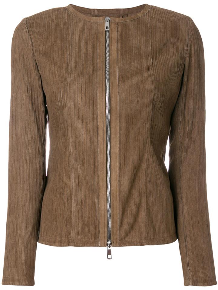 Desa Collection Fitted Striped Jacket - Brown