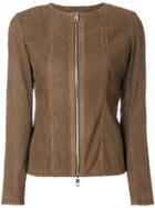 Desa Collection Fitted Striped Jacket - Brown