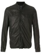 Drome Band Collar Leather Jacket - Brown