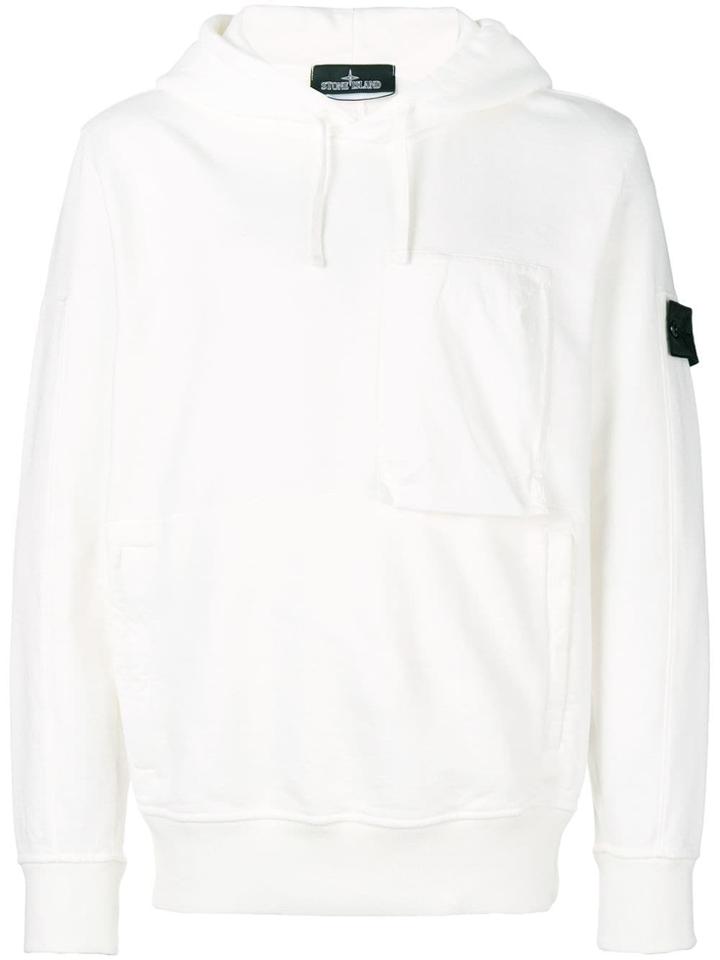 Stone Island Shadow Project Contrast Patch Hoodie - White