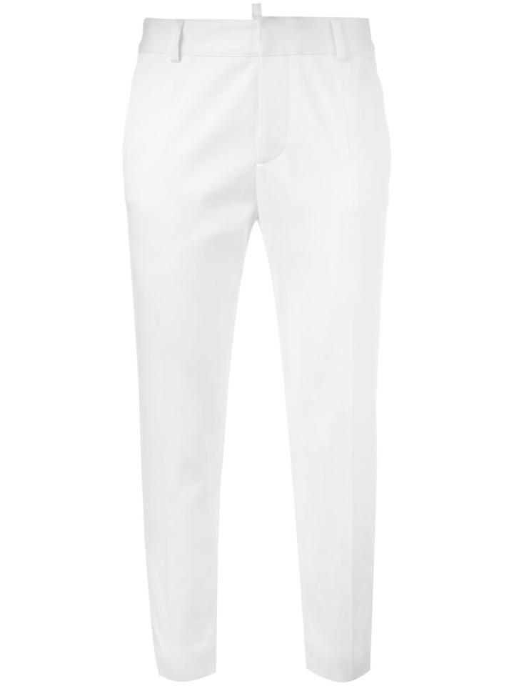 Dsquared2 Cropped Trousers, Women's, Size: 40, White, Cotton/spandex/elastane