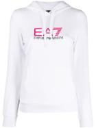 Ea7 Emporio Armani Logo Printed Hoodie - White