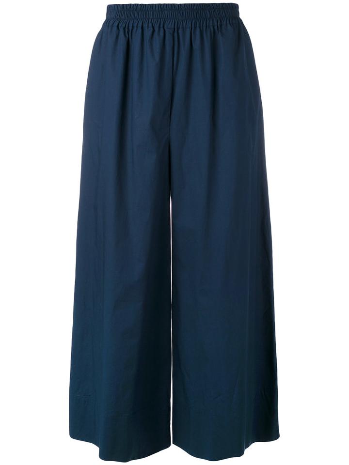Stefano Mortari - Wide Leg Trousers - Women - Cotton - 40, Blue, Cotton