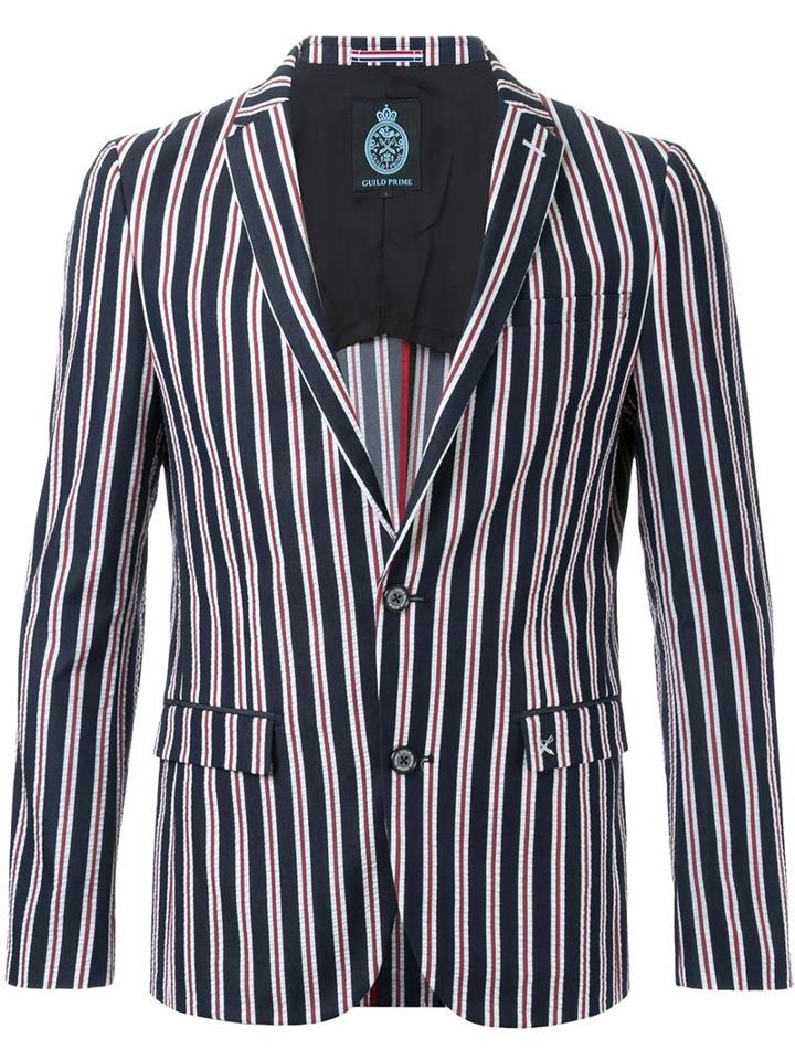 Guild Prime Double Stripe Single Breasted Blazer, Men's, Size: S, Blue, Cotton/polyester