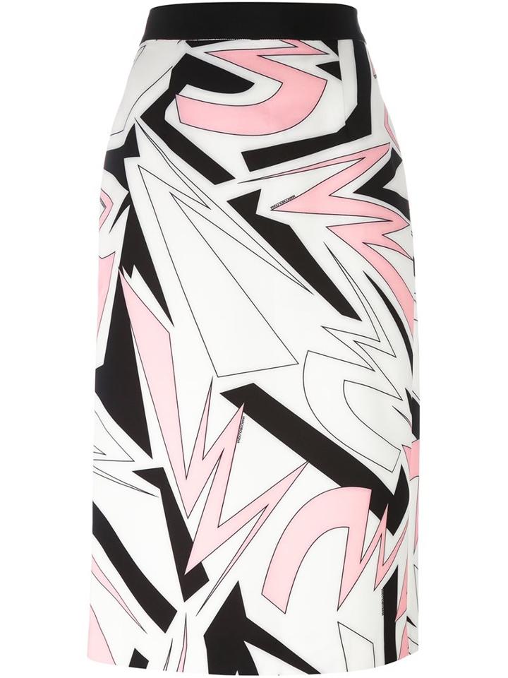 Marco Bologna Graphic Print Midi Skirt, Women's, Size: 44, White, Polyester/spandex/elastane
