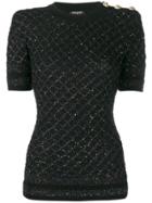 Balmain Sequinned Short-sleeved Jumper - Black