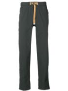 White Sand Belted Straight-leg Trousers - Grey