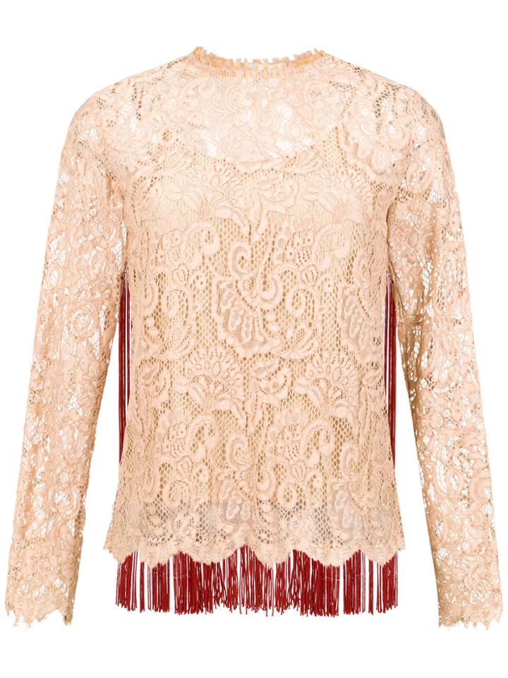 Nk Fringed Lace Blouse - Nude & Neutrals