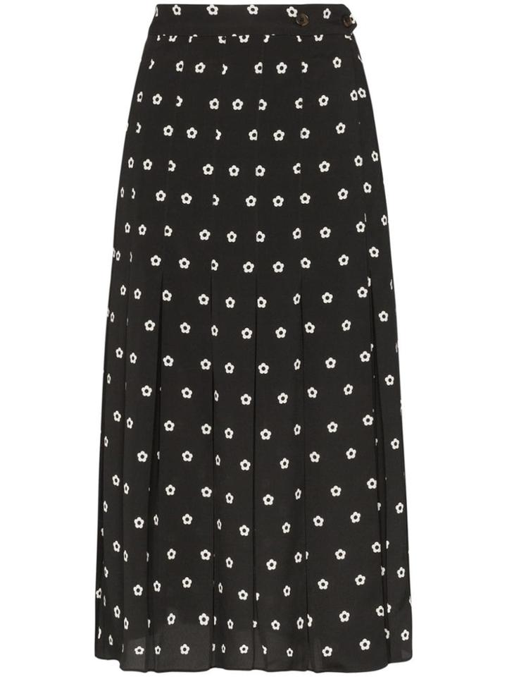 Sandy Liang Floral Polka Dot Print Uniform Skort - Black