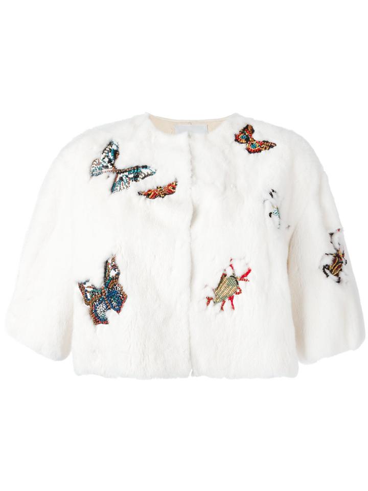 Valentino Embroidered Cropped Jacket - White