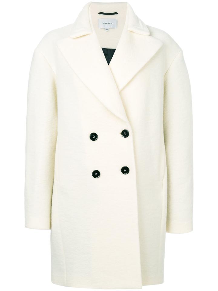 Carven Classic Fitted Coat - White