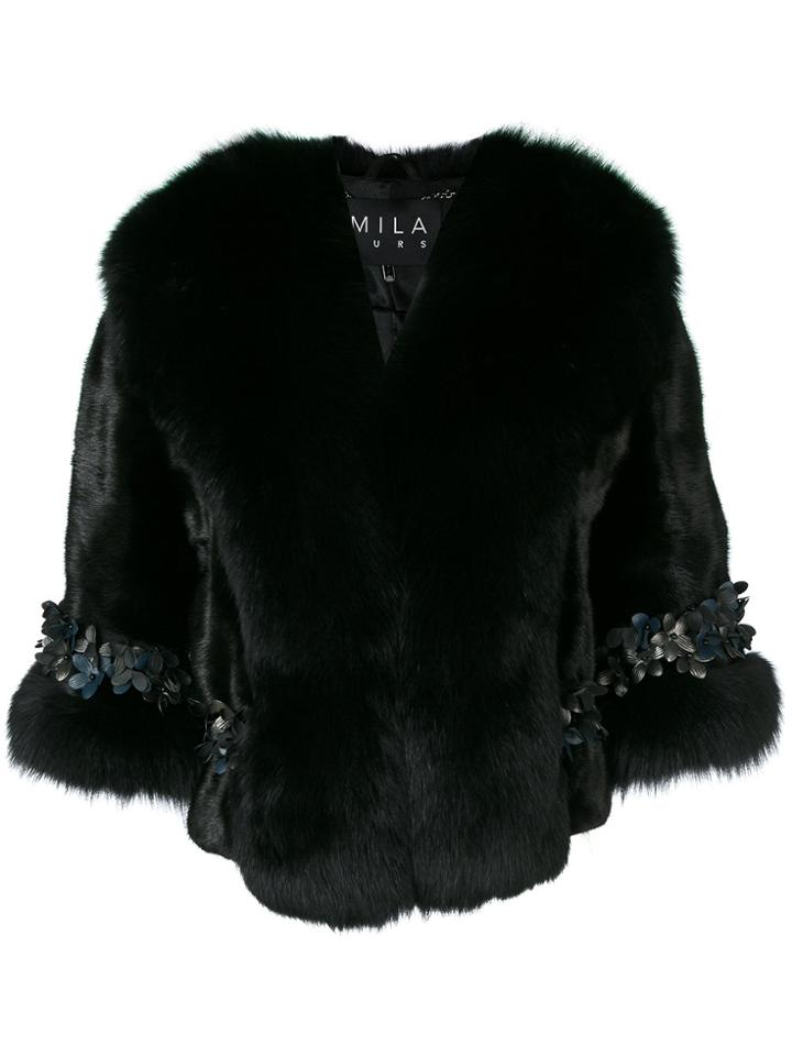 Cara Mila Serena Embellished Mink Jacket - Black