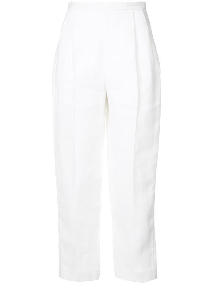 Delpozo - Tailored Pats - Women - Cotton/linen/flax - 36, White, Cotton/linen/flax