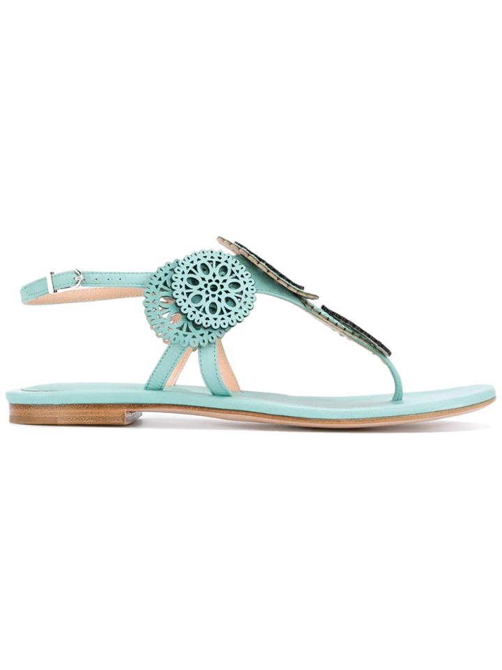 Unützer Laser Cut Detail Sandals - Green