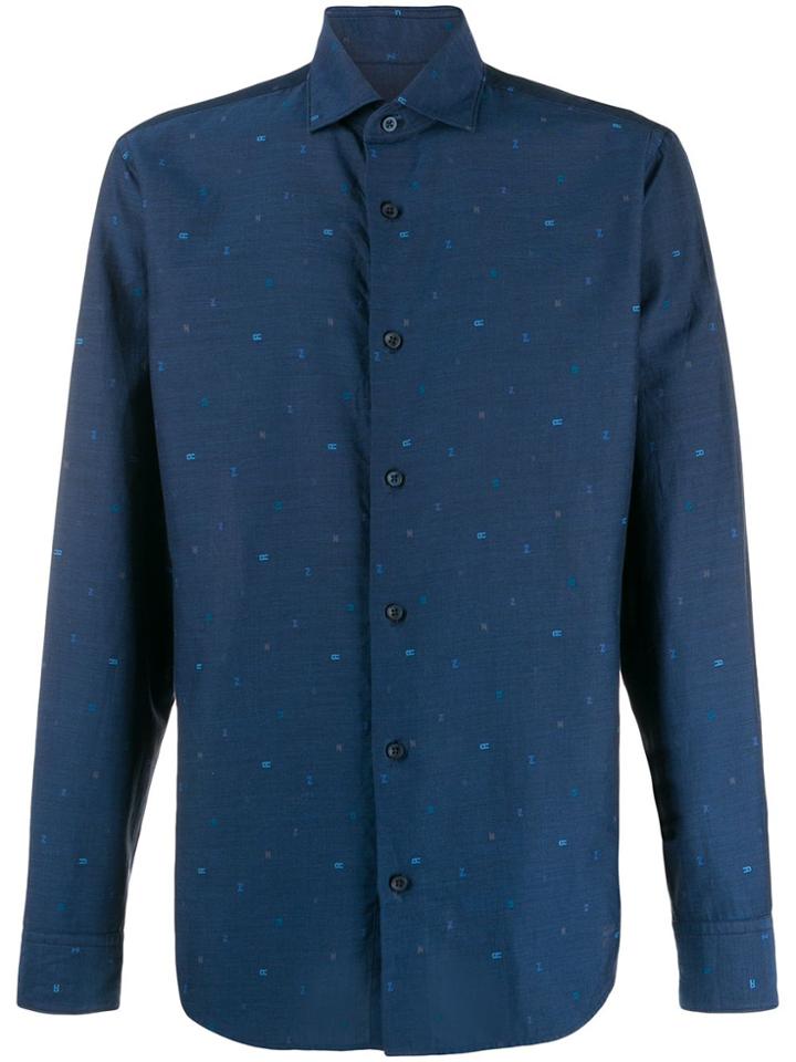 Z Zegna Script Print Shirt - Blue