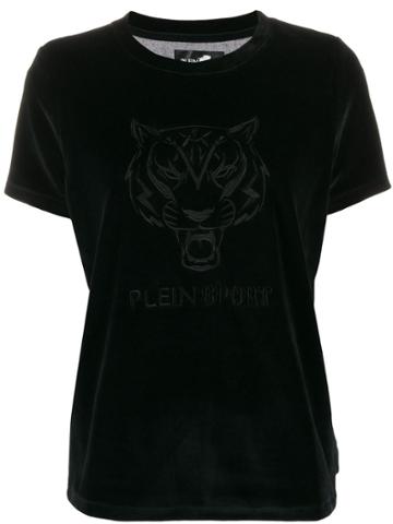 Plein Sport Velvet Tiger Embroidered T-shirt - Black