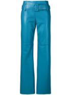 Prada Regular Fit Leather Trousers - Blue