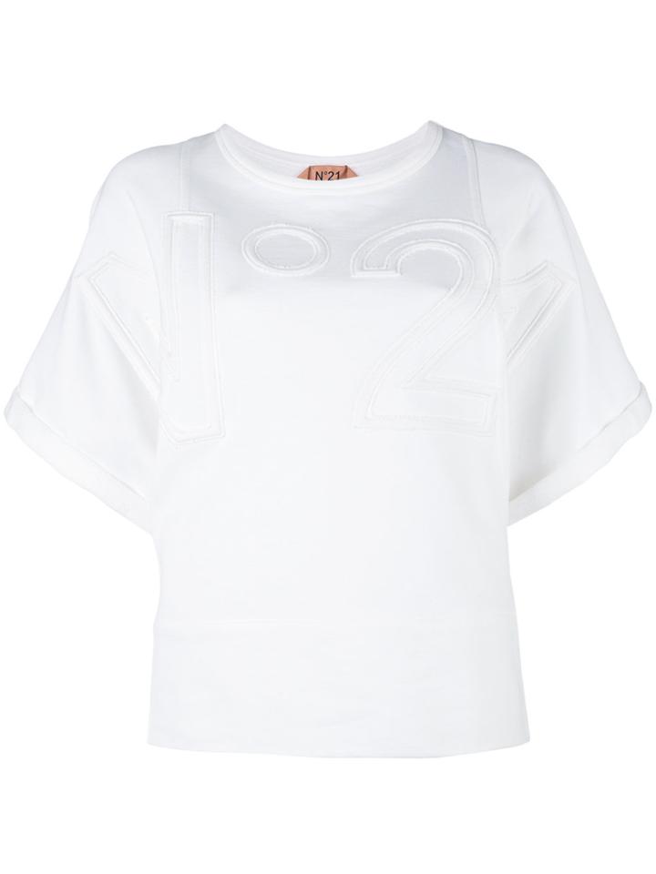 No21 Embossed Logo Shortsleeved Sweatshirt - White