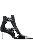 Alexander Mcqueen Black Buckle-up Patent Leather Ankle Boots
