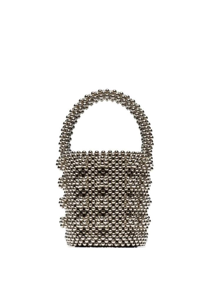 Shrimps Poppy Beaded Bucket Bag - Silver